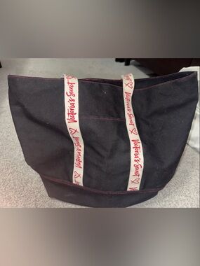 Victoria's Secret Black Tote with White Logo Straps
